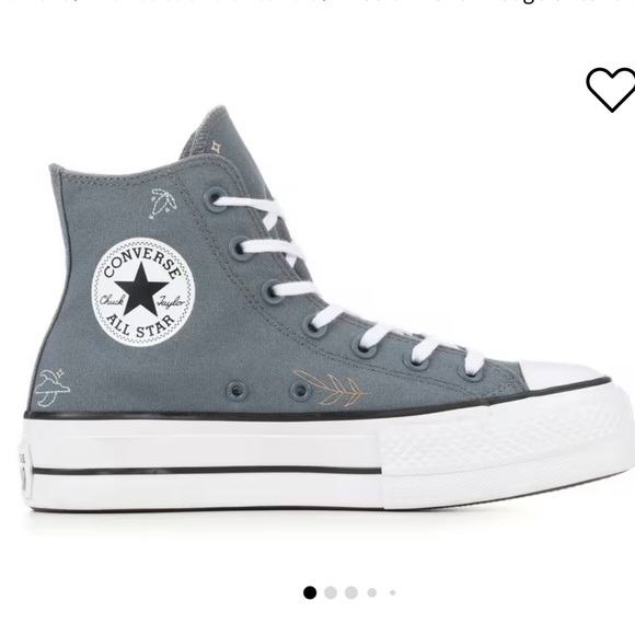 Converse Chuck Taylor Platform Lift Gray High-Top Canvas Sneakers - Picture 2 of 12